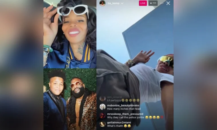 Rick Ross' Son Catches Mom Tia Kemp Making It Clap on Live-Stream