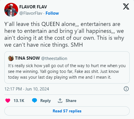 Flavor Flav Defends Megan Thee Stallion