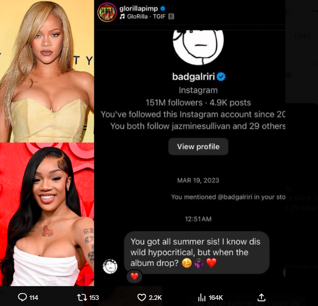 Rihanna Messages GloRilla Asking