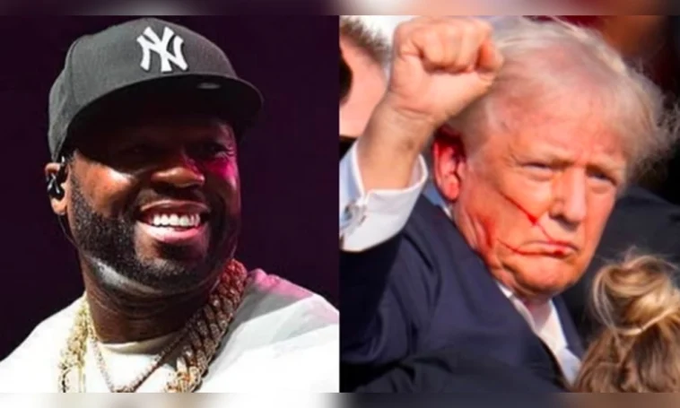 50 Cent Pays Tribute to Donald Trump with Altered Album Cover in Boston Performance